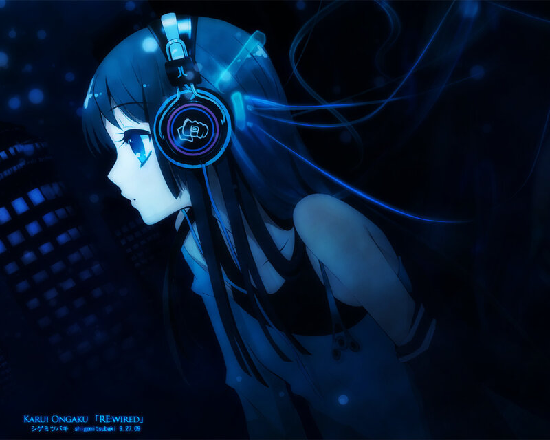 Anime girl with headphones