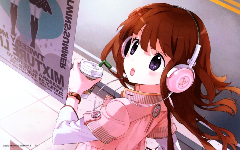 anime girl with headphones
