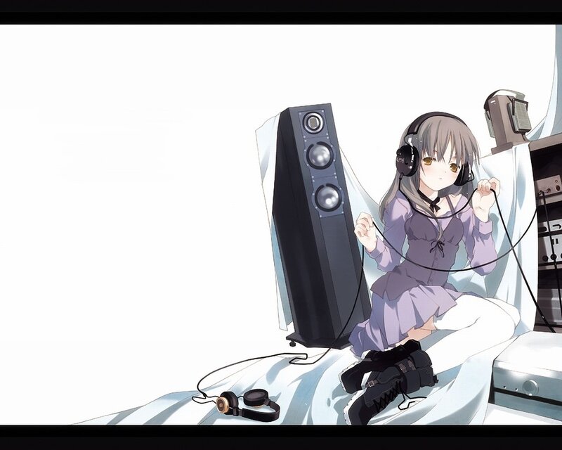 anime girl with headphones