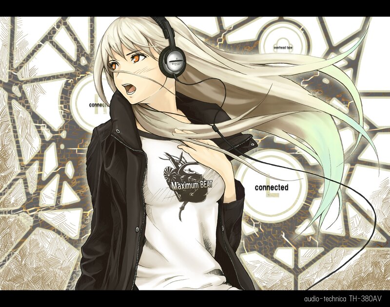 anime girl with headphones