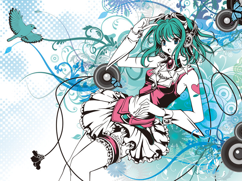 anime girl with headphones