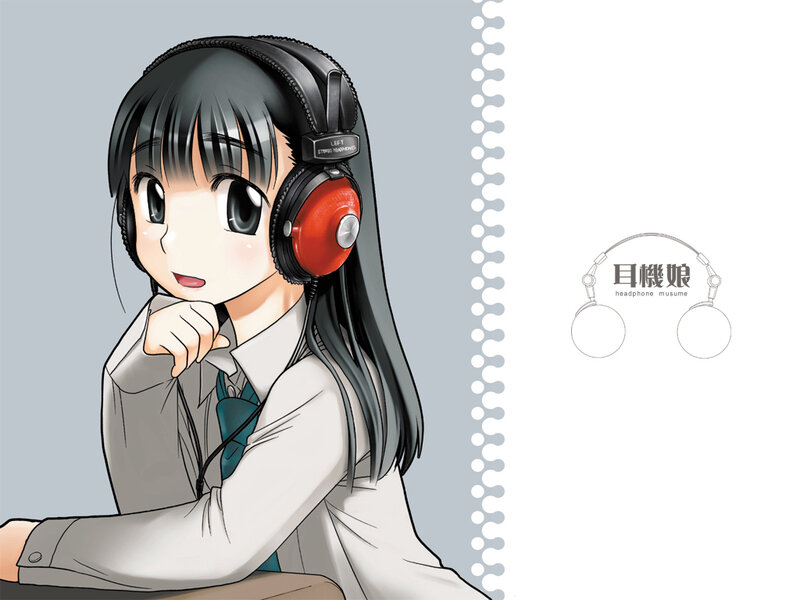 anime girl with headphones