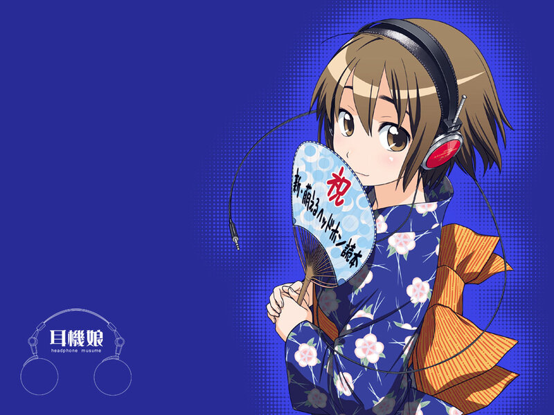 Anime girl with headphones