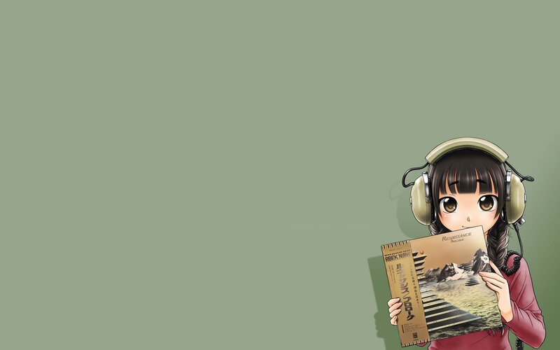anime girl with headphones