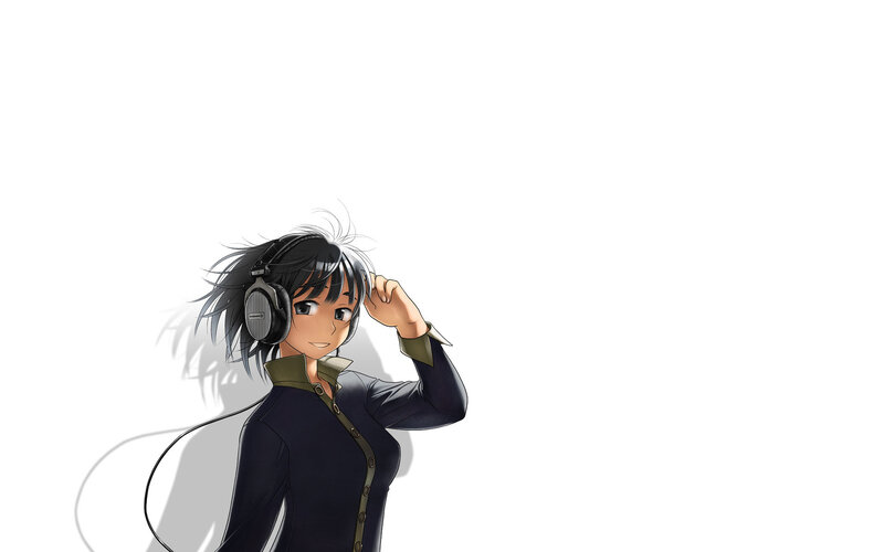 anime girl with headphones