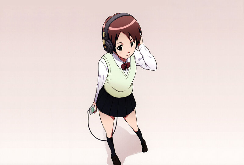 anime girl with headphones