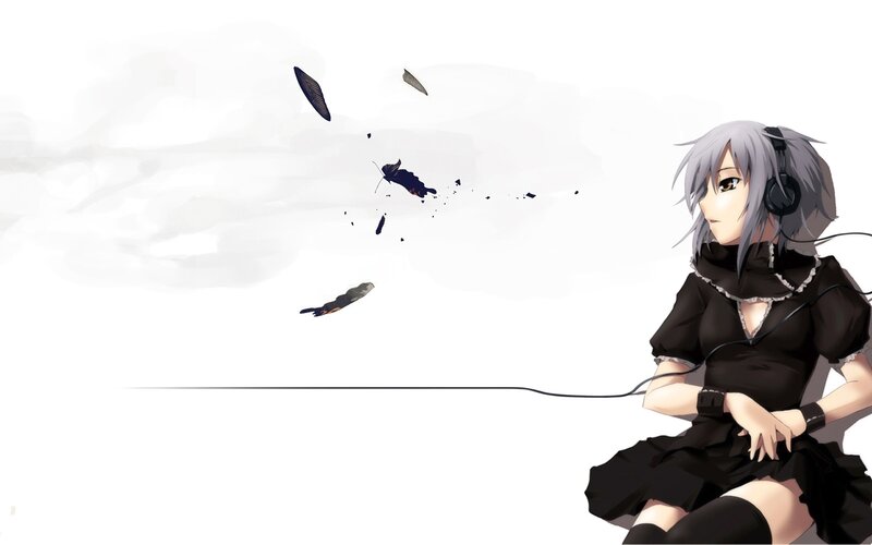 anime girl with headphones