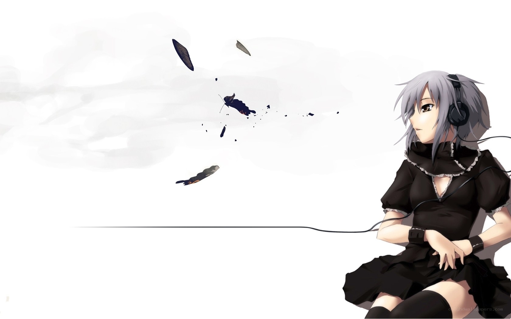 anime girl with headphones