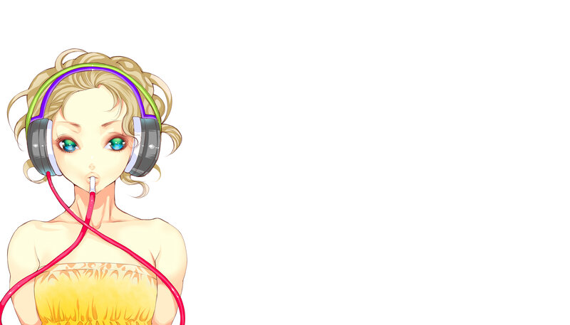 anime girl with headphones
