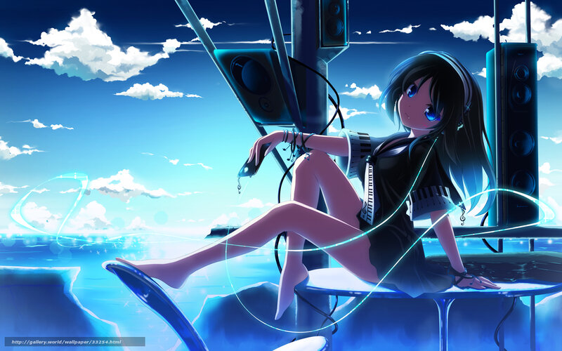 Anime girl with headphones