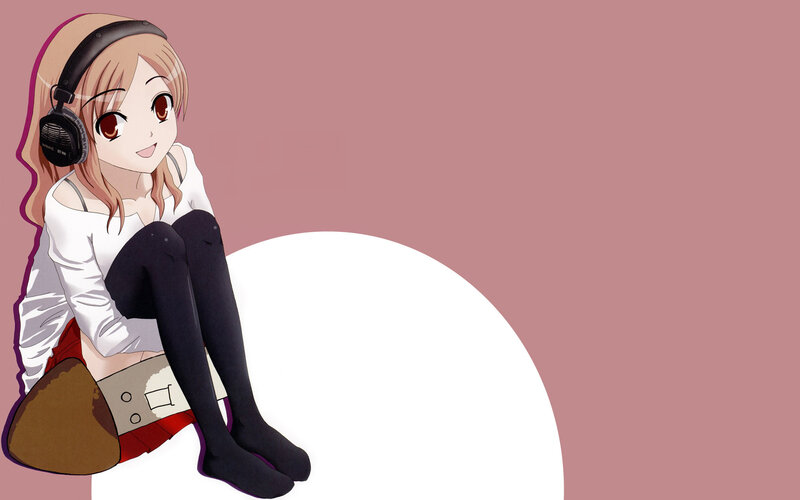 anime girl with headphones