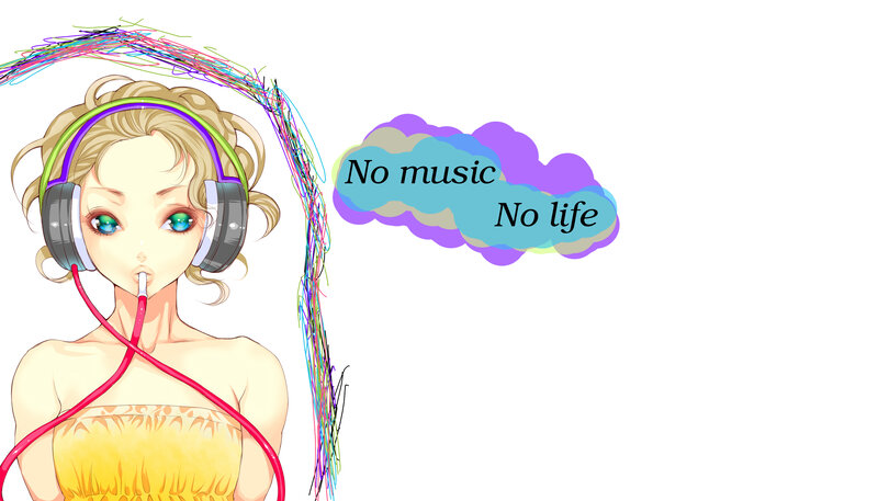 Anime girl with headphones