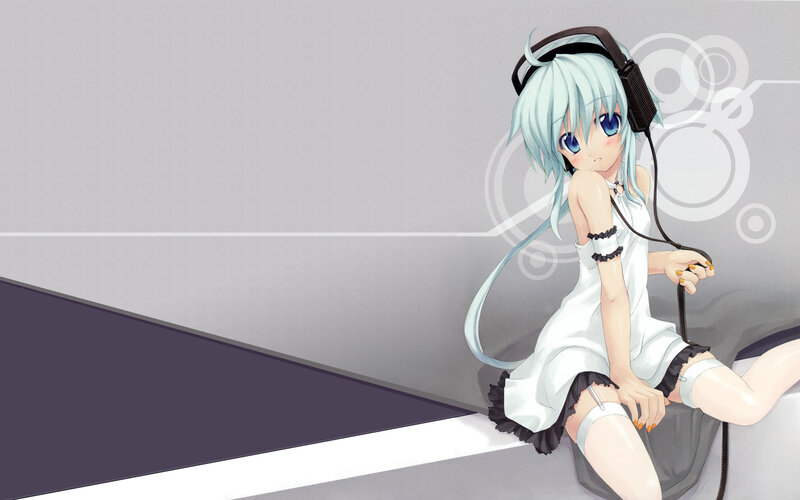 anime girl with headphones