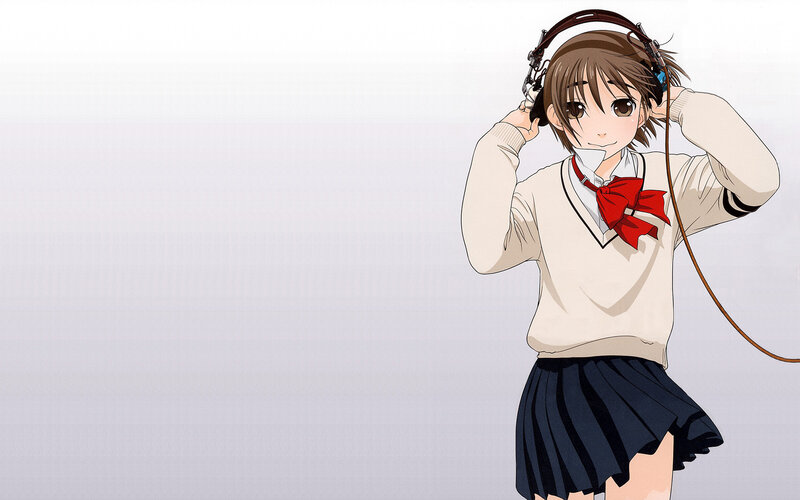anime girl with headphones