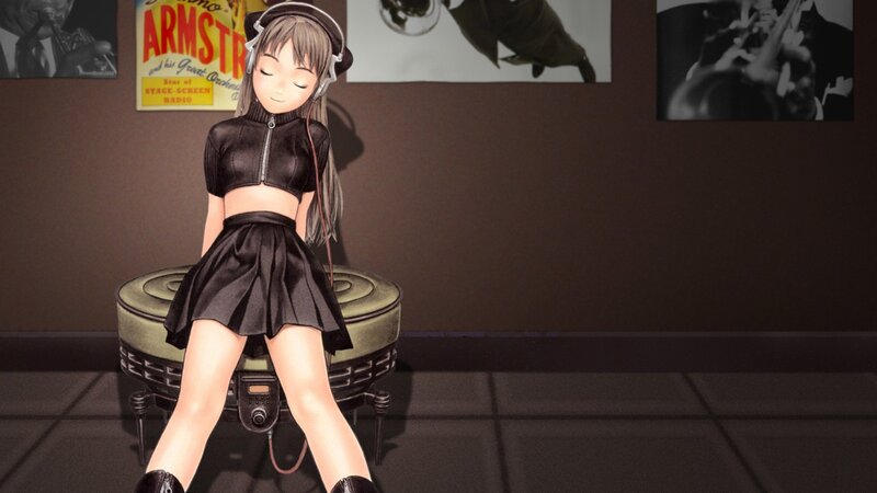 anime girl with headphones