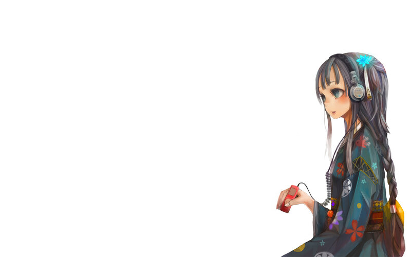 anime girl with headphones
