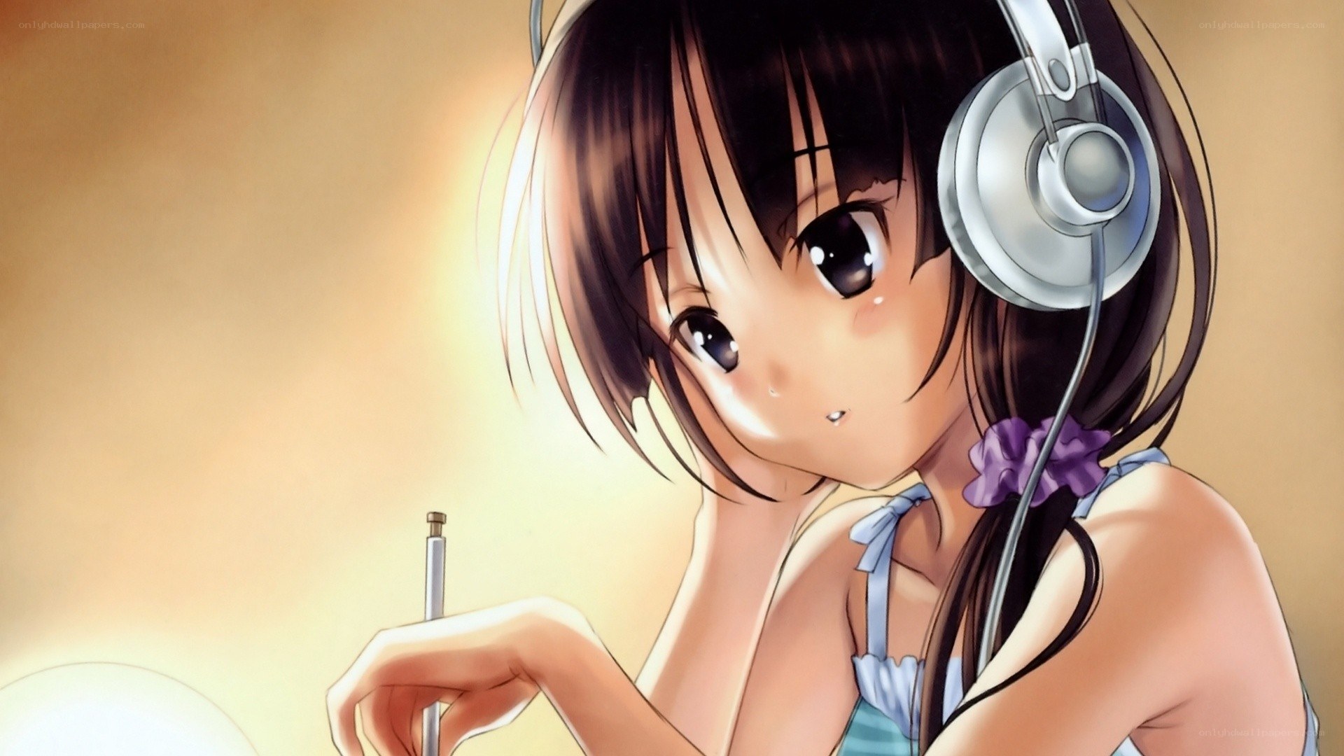 anime girl with headphones