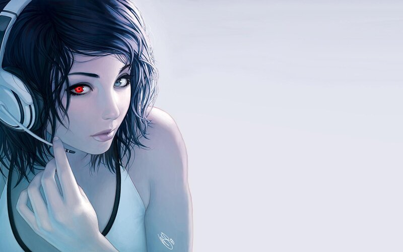 anime girl with headphones