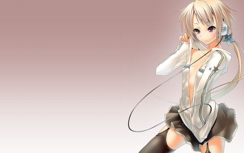 anime girl with headphones