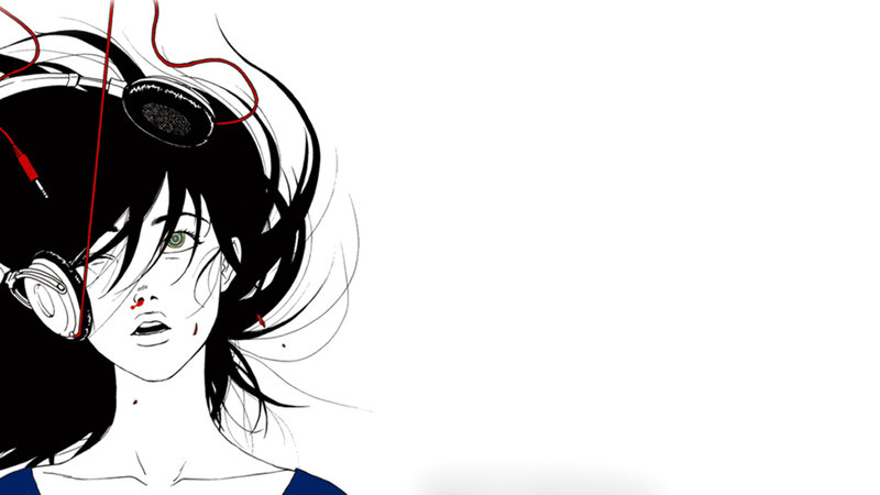 anime girl with headphones