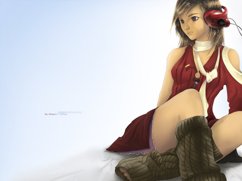 anime girl with headphones