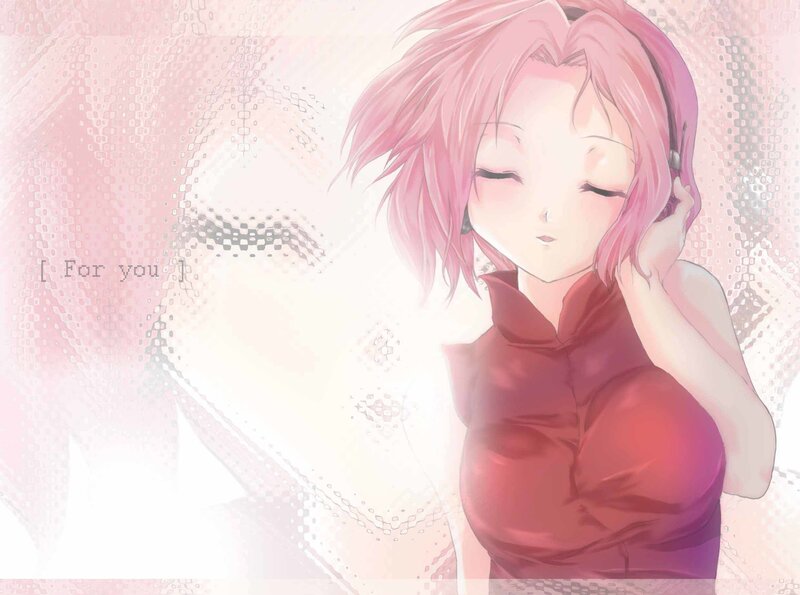 Anime girl with headphones