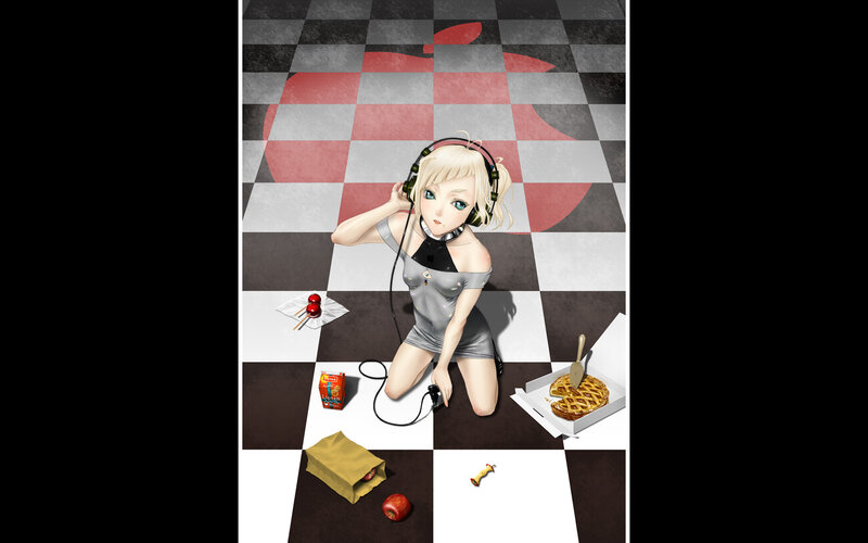 Anime girl with headphones