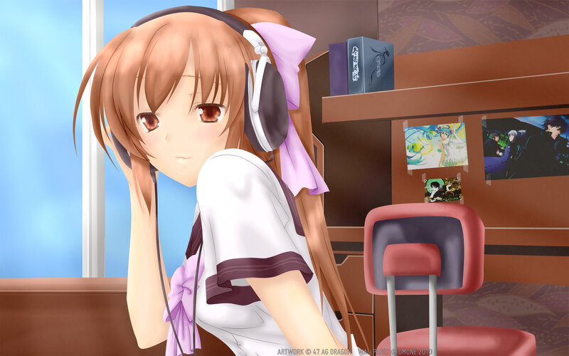 anime girl with headphones