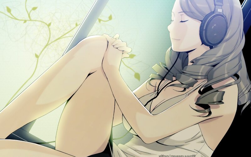 Anime girl with headphones
