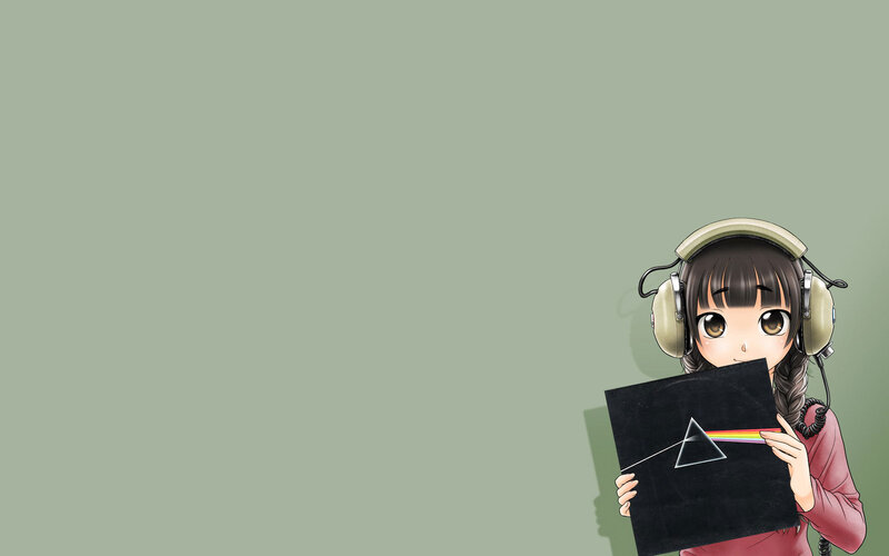 anime girl with headphones