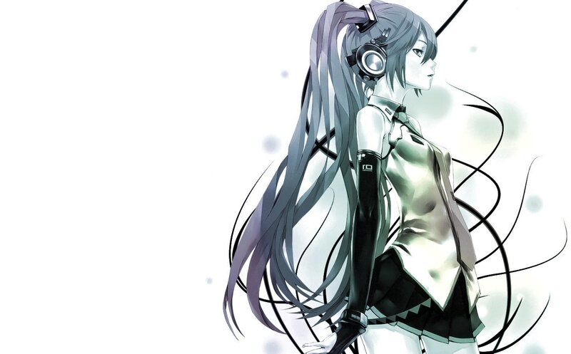 anime girl with headphones