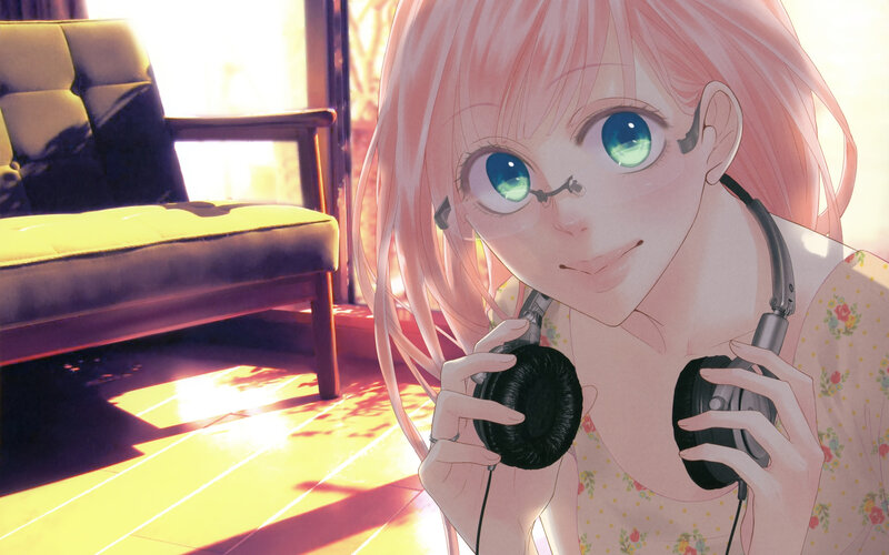 Anime girl with headphones