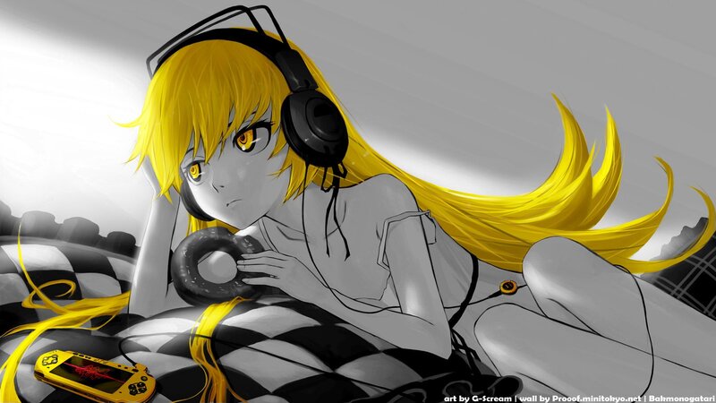 Anime girl with headphones