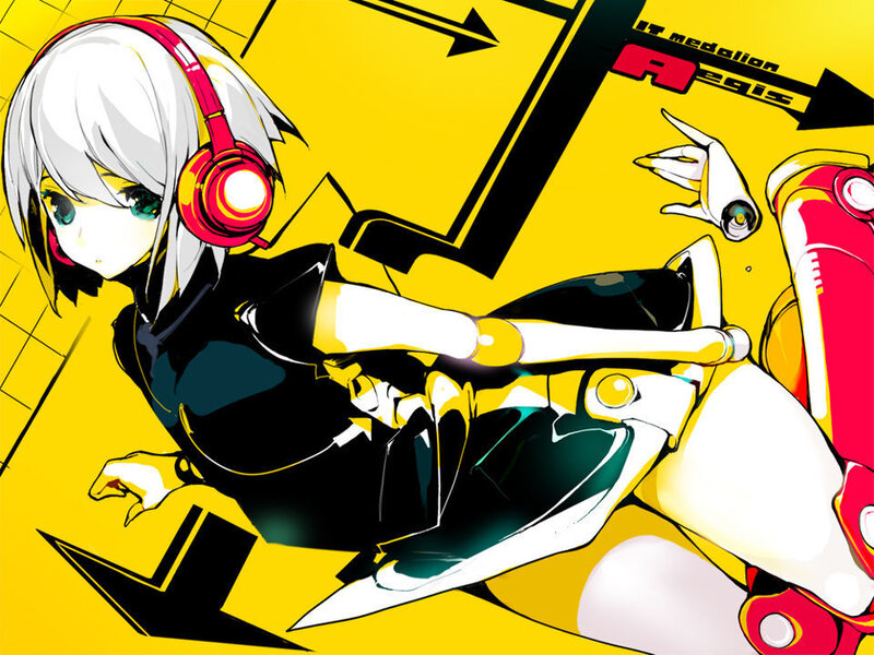 anime girl with headphones