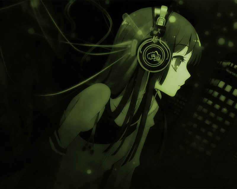 anime girl with headphones
