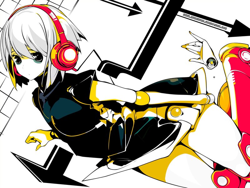 anime girl with headphones