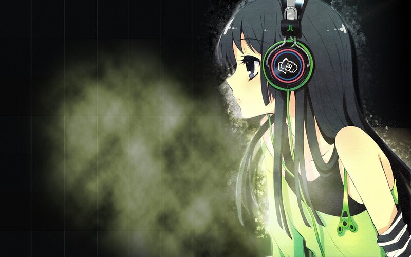 anime girl with headphones