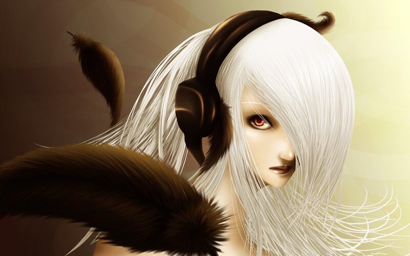 anime girl with headphones