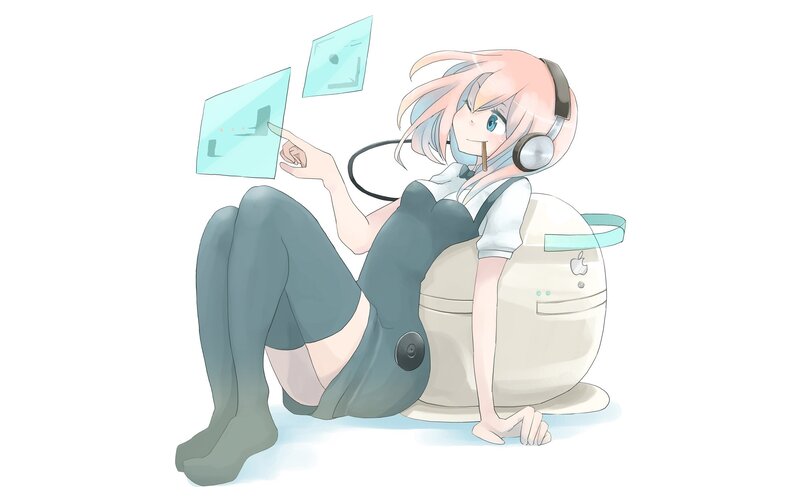anime girl with headphones