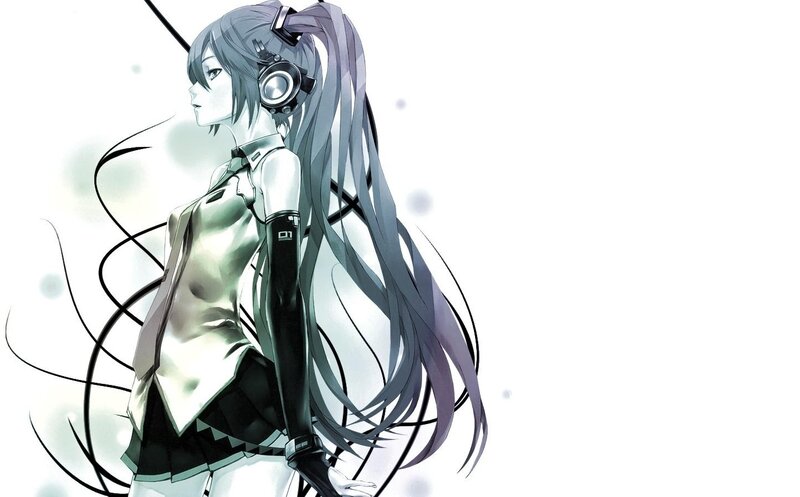 anime girl with headphones
