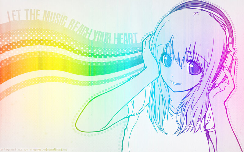 anime girl with headphones