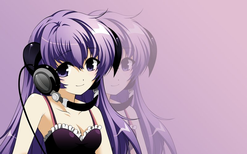anime girl with headphones