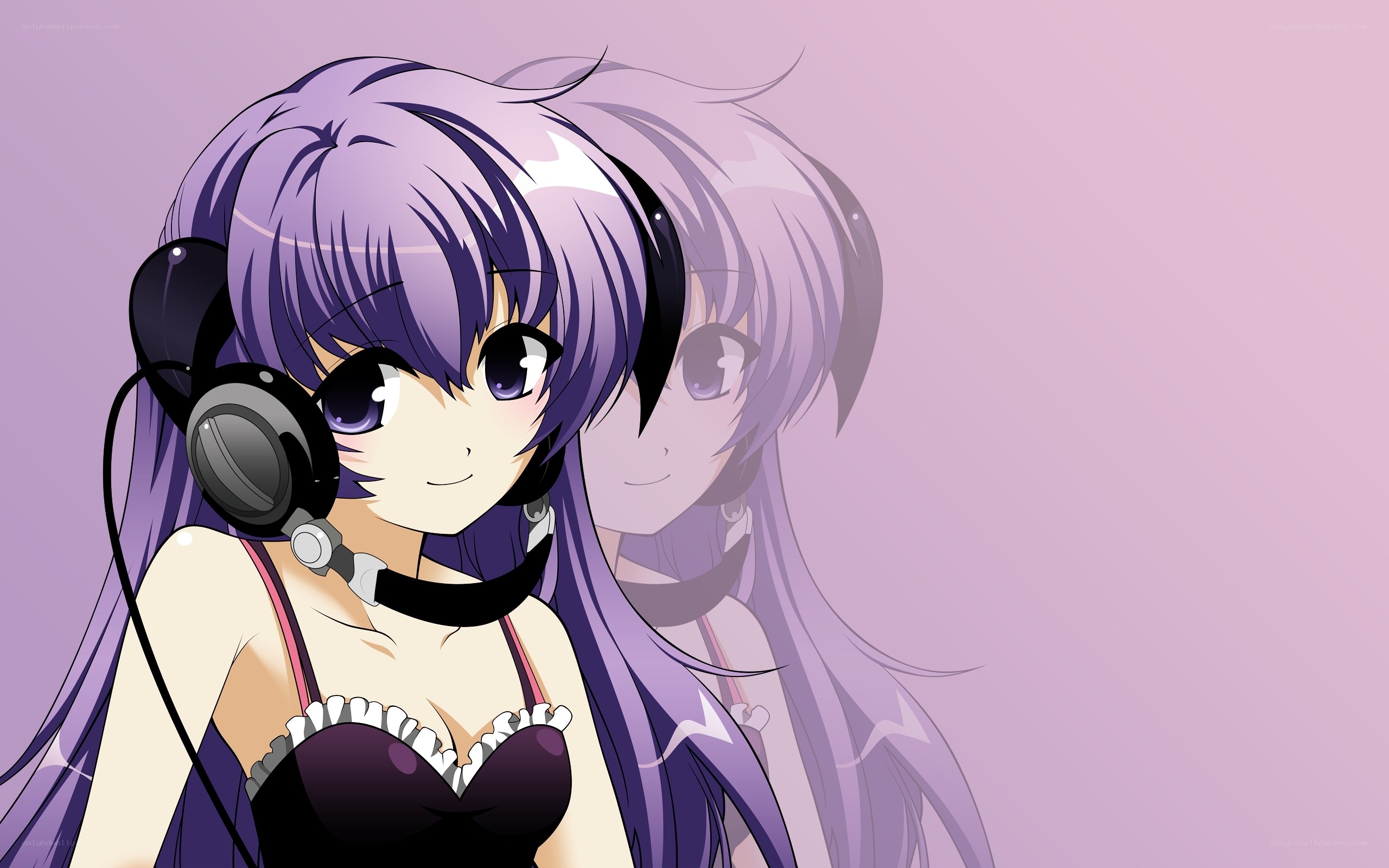 anime girl with headphones
