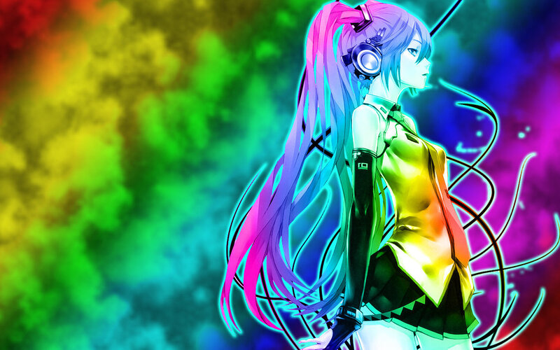 anime girl with headphones