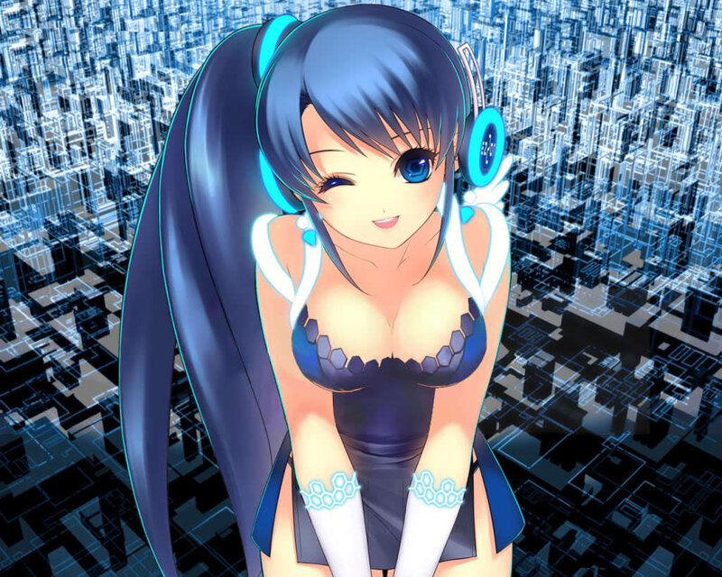anime girl with headphones