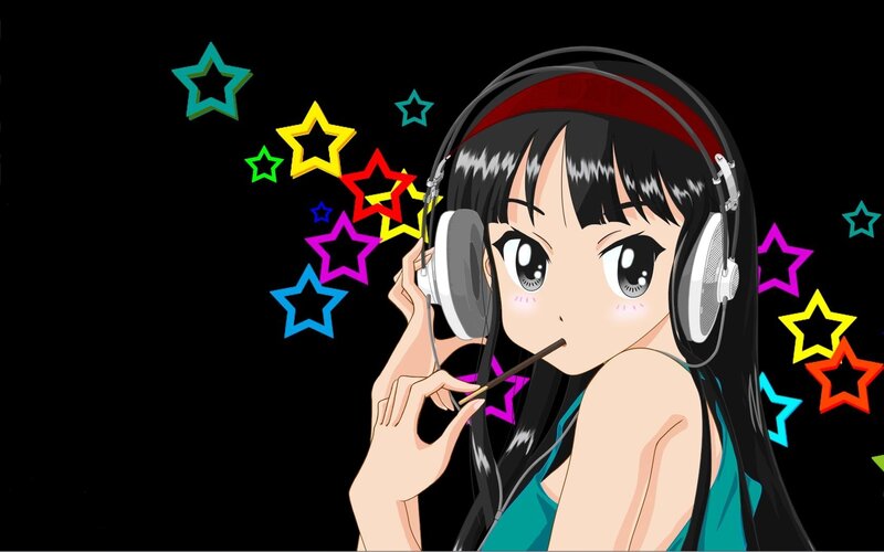 anime girl with headphones