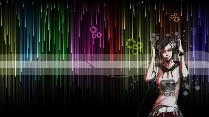 anime girl with headphones