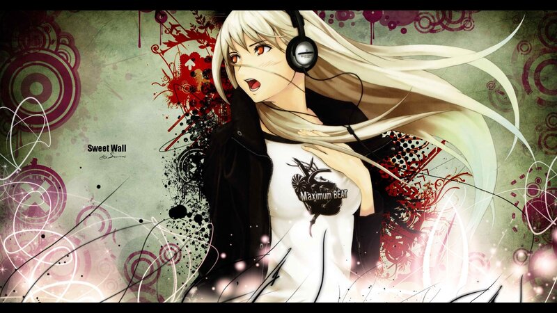 Anime girl with headphones