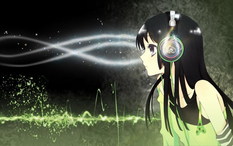 anime girl with headphones