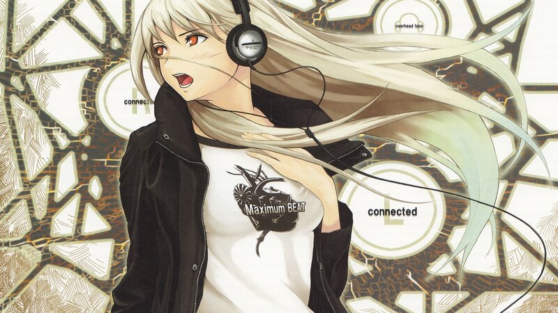anime girl with headphones